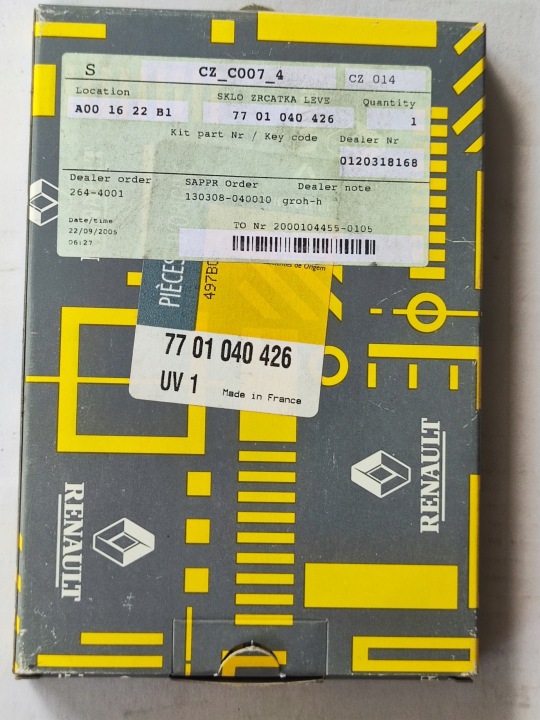 SZKLO SPECCHIETTO RETROVISORE DO RENAULT CLIO CAMPUS 06 7701040426 wklad