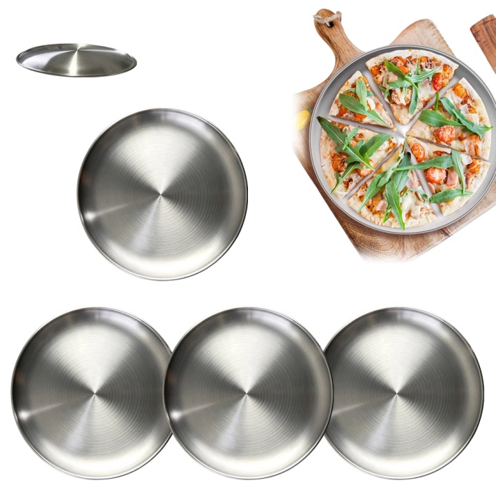 4X Forma Na Pizzu Kulatá Ocel Plech Na Pečení 30 CM Ovoce Koláčů