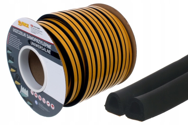 Gumové těsnění Epdm samolepicí Sd typ D 14x12 mm, černá role 40 m