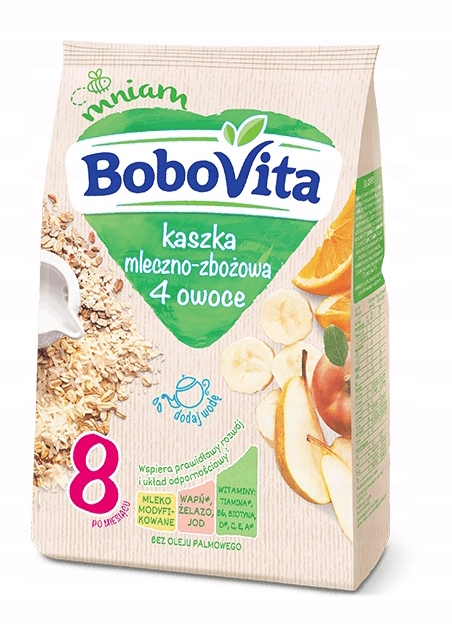 Кашка молочна Bobovita молочно-злакова 4 фрукти 230 г — фото 4