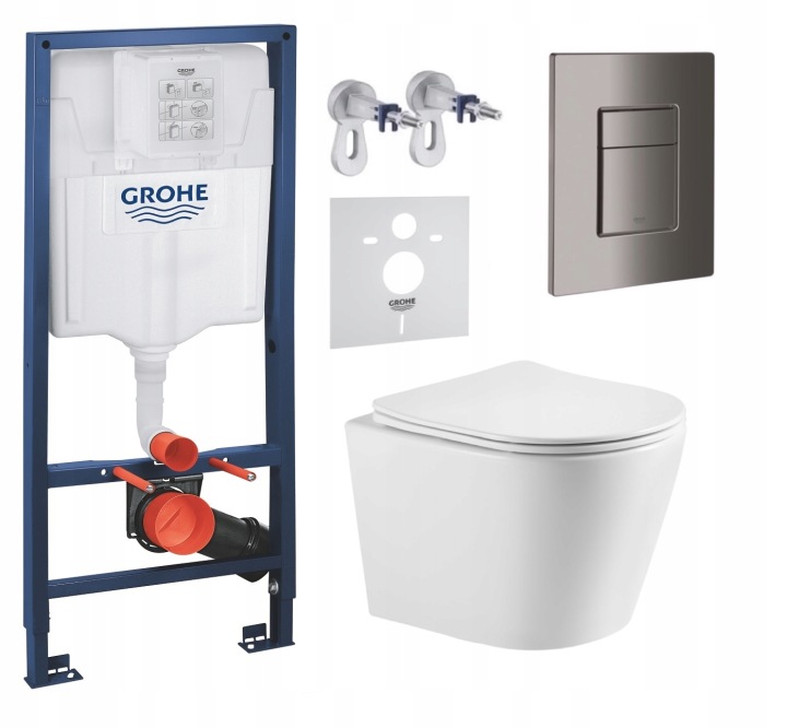 Podomítkový Wc set Grohe s mísou Jess a tlačítkem Grafit Lesk Fresh