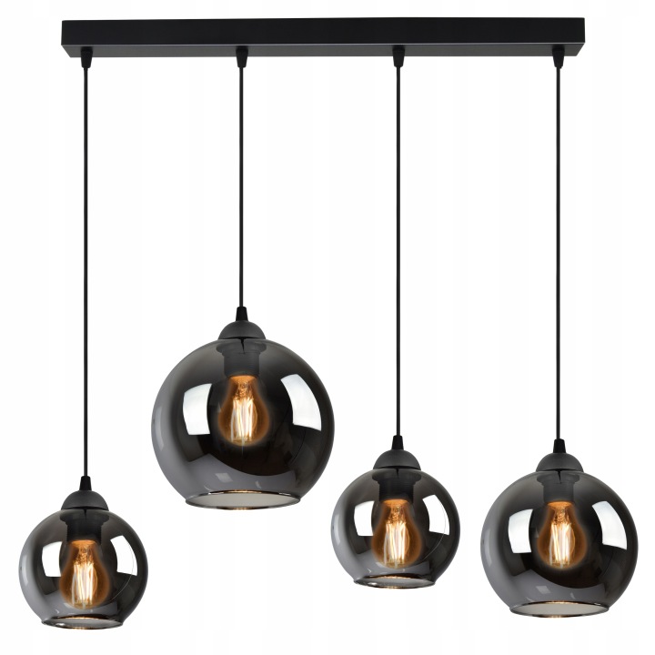 Lampa Lustr Čtyři různé skleněné koule Grafit