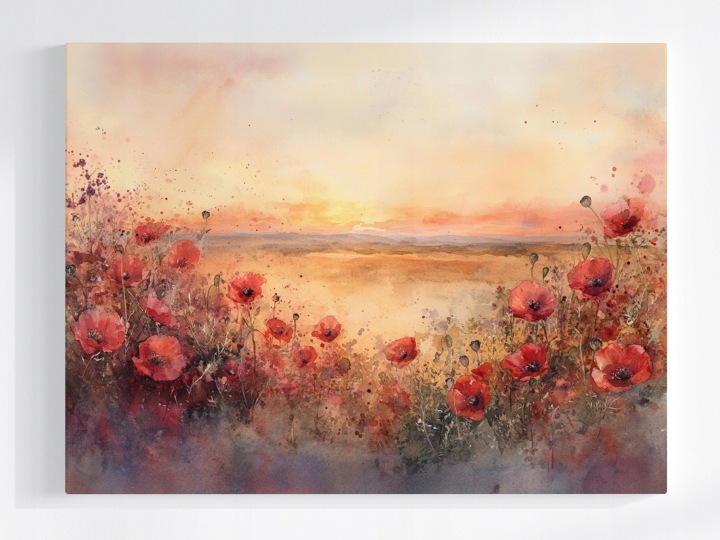 Plakát Krajina Pole Louka Květiny Maki Pohled 100x75