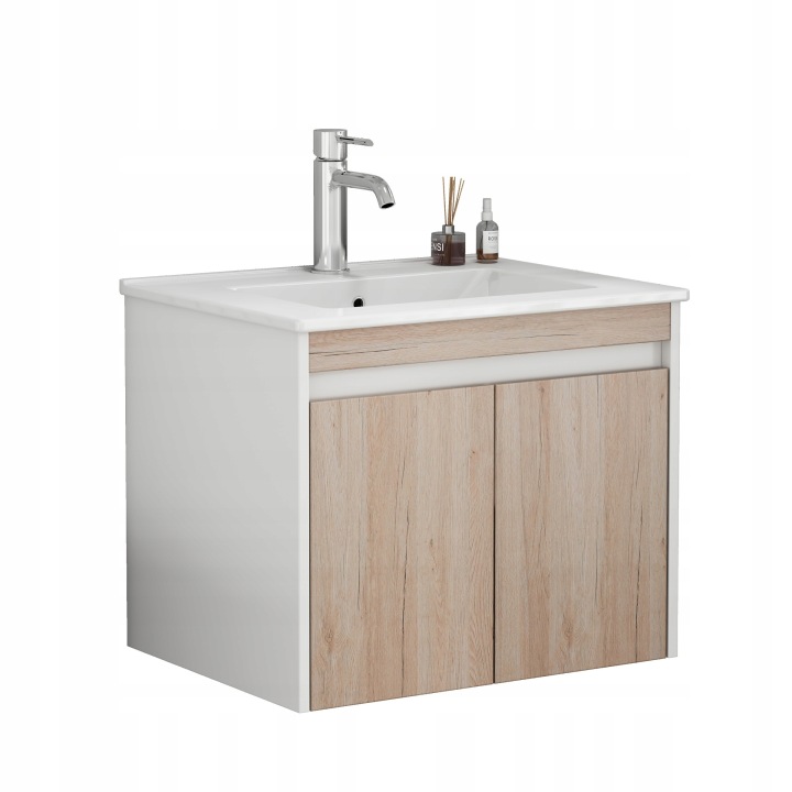 Závěsná skříňka pod umyvadlo Houseland Morvia 60 cm dub/bílá