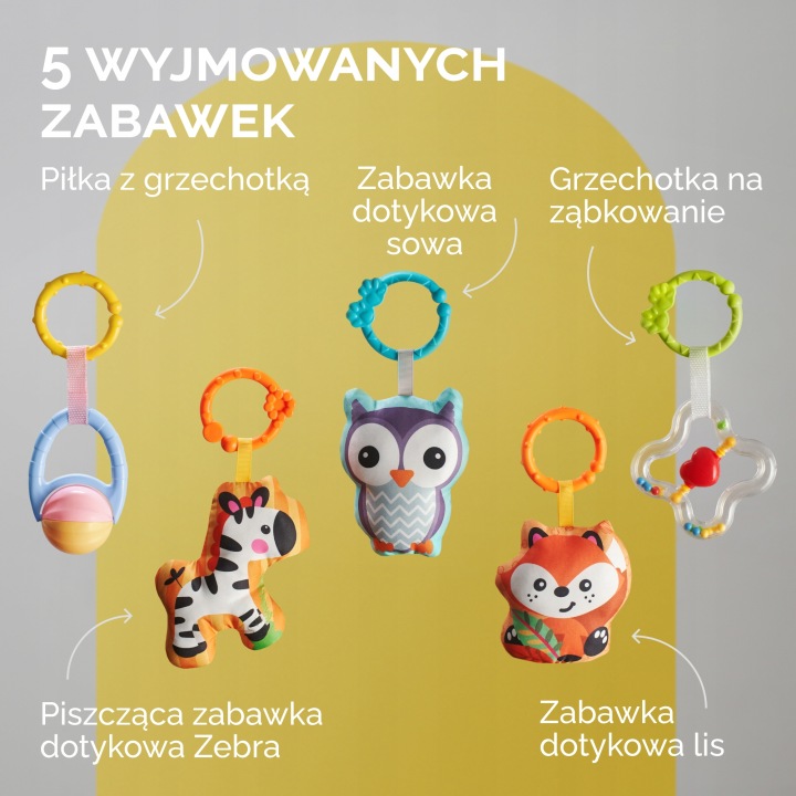 Килимок розвивальний для немовлят з дугою 5 іграшок інтерактивна — фото 2