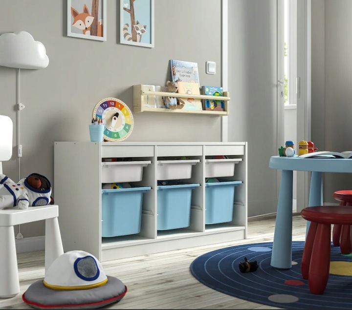 Ikea Стелаж з контейнерами Trofast 99x44x52 Білий/синій — фото 2