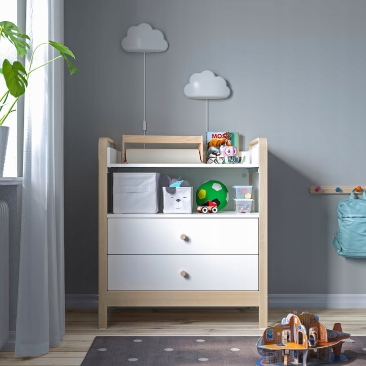 IKEA ALSKVARD Комод з пеленальником, береза/білий — фото 4