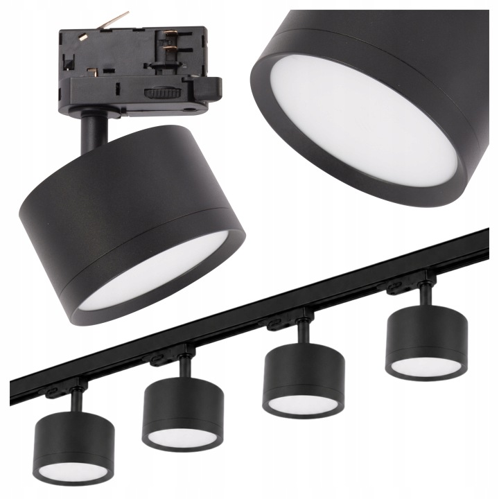 3fázové kolejnicové osvětlení Sada 1 m Lampa GX53 x4 Černá
