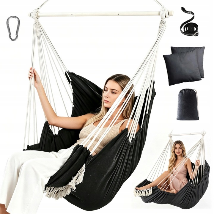 Houpací Houpačka Závěsné Křeslo Brazilské Křeslo Boho Makramé 2 Polštáře