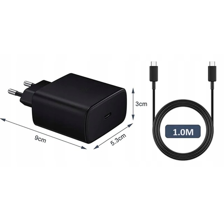 SZYBKA ŁADOWARKA 45W UNIWERSALNA ZASILACZ SZYBKIE ŁADOWANIE KABEL 1M USB-C