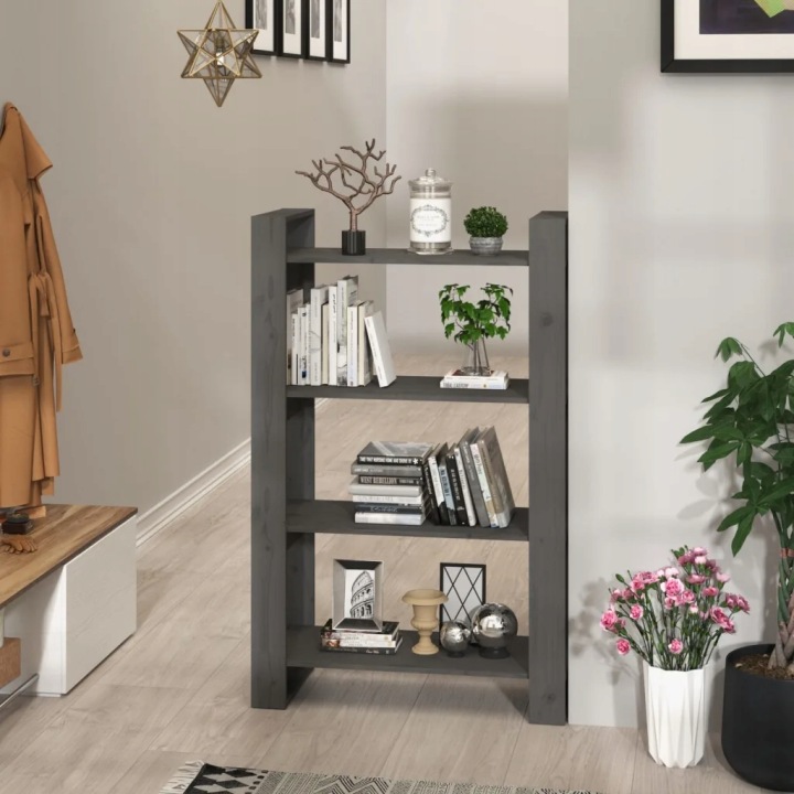 vidaXL Стелаж на книжки/відділення, сірий, 80x35x125 см, сосновий — фото 8