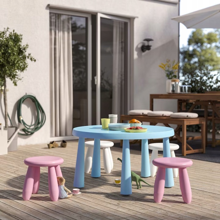 IKEA MAMMUT Табурет дитячий всередину / на вулиці рожевий — фото 4