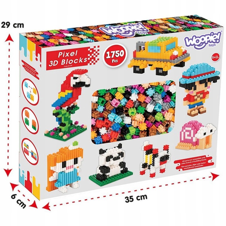 KLOCKI KONSTRUKCYJNE 3D PIXEL 1750el ZESTAW WOOPIE Rodzaj element