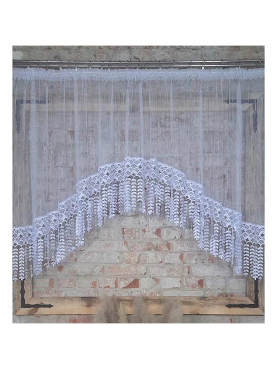 Hotová záclona 300x160, luk, tyčka-jemný déšť, guipure 30 cm boho