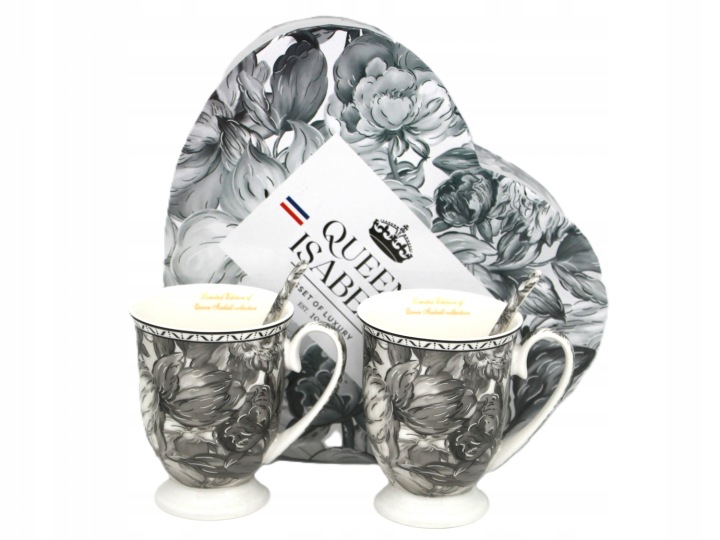 Dva hrnky porcelánový set Queen lžičky růže