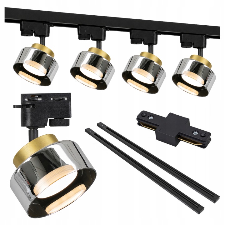 Kolejnicové osvětlení Sada 2 m Lampa Zakouřená x4 GX53 200 cm