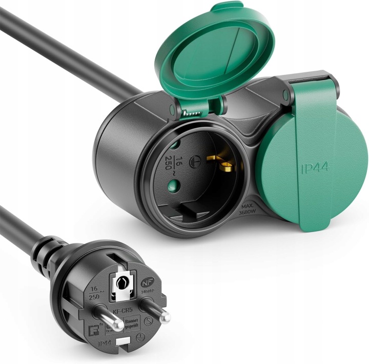 Prodlužovací Kabel Zahradní IP44 3M 2 Zásuvky 16A
