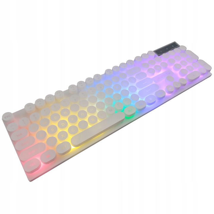 KLAWIATURA PODŚWIETLANA MEMBRANOWA DLA GRACZY GAMINGOWA USB LED RGB BIAŁA