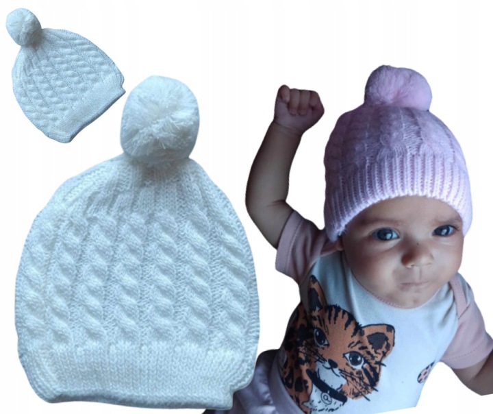 Czapka dzianiny pomponem Przejściowa — zdjęcie 3