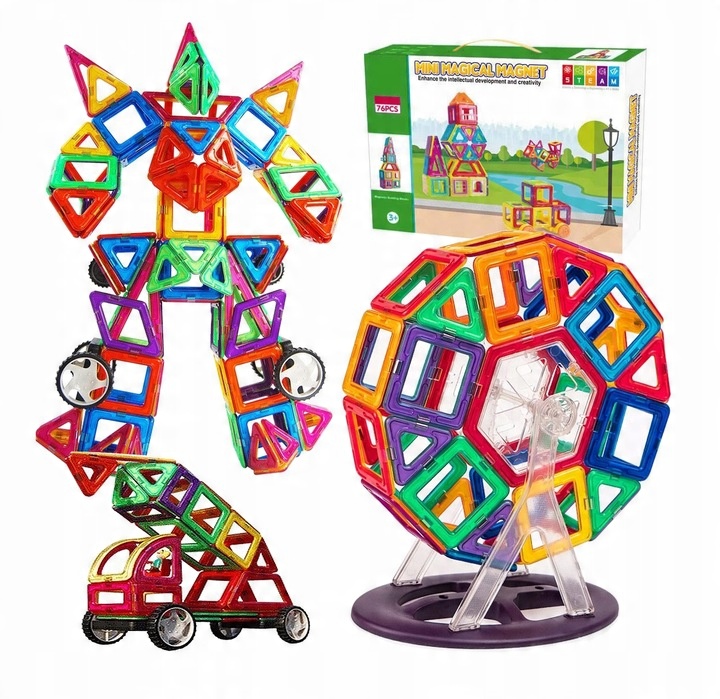 EDUCATIONAL MAGNETIC BUILDING BLOCKS FOR CHILDREN 76EL 3D