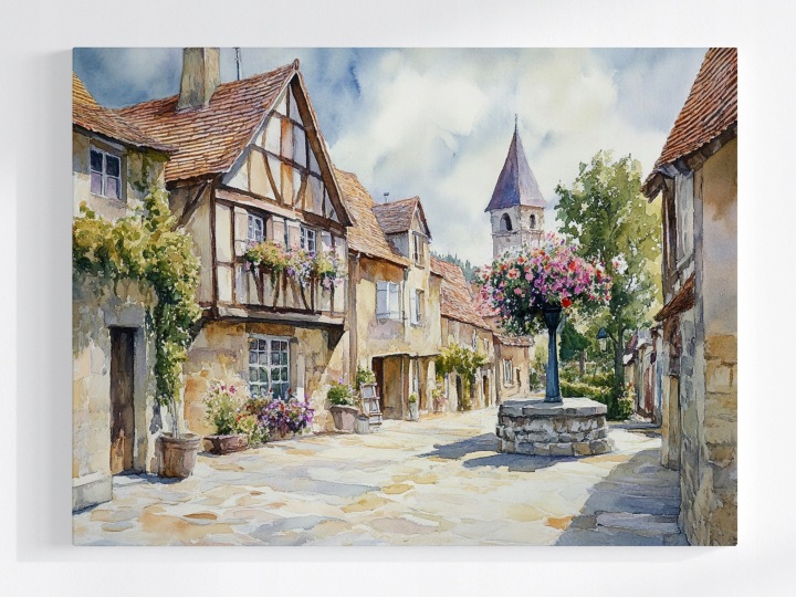 Plakát Francouzská Ulička Provence Akvarel Vintage 100x75