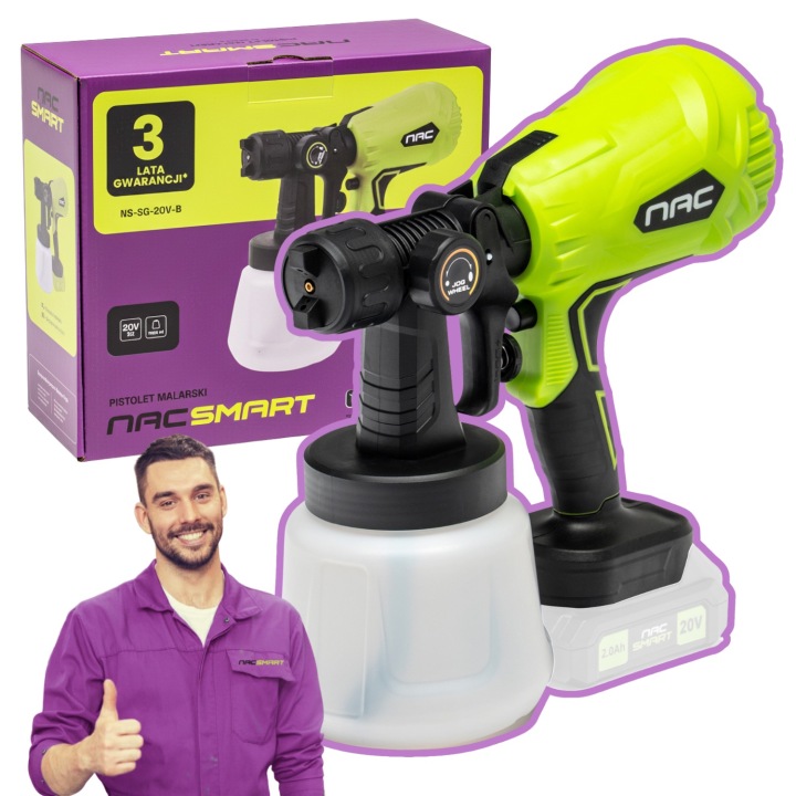 Akumulátorová Malířská Pistole Body 20V 1 L 600 Ml/min 3 Trysky Nac Smart