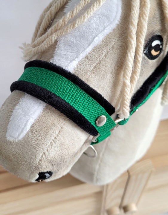 Недоуздок для HOBBY HORSE A3, аксесуари для Hobby Horse, зелений + ч.хутро — фото 2