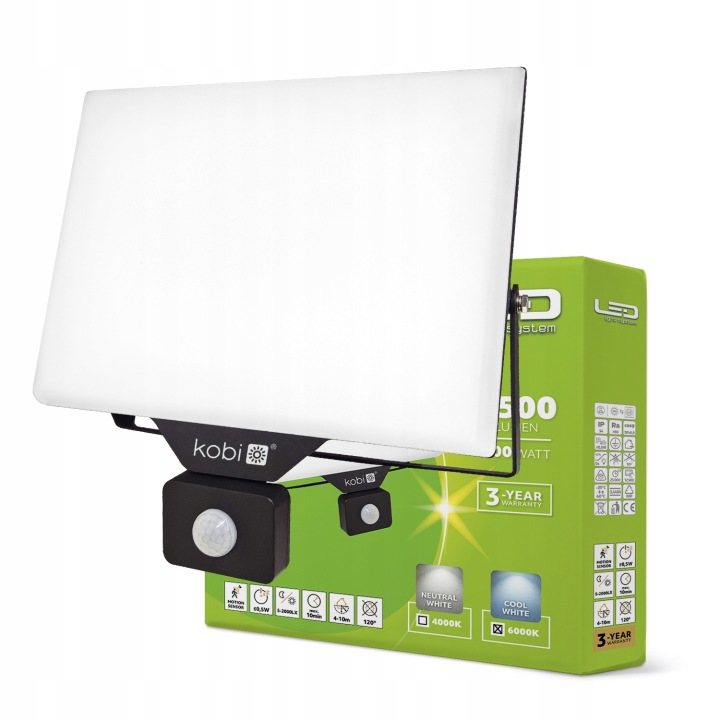 Halogenový Led reflektor s pohybovým a soumrakovým senzorem 100W 6000K IP54 Lls