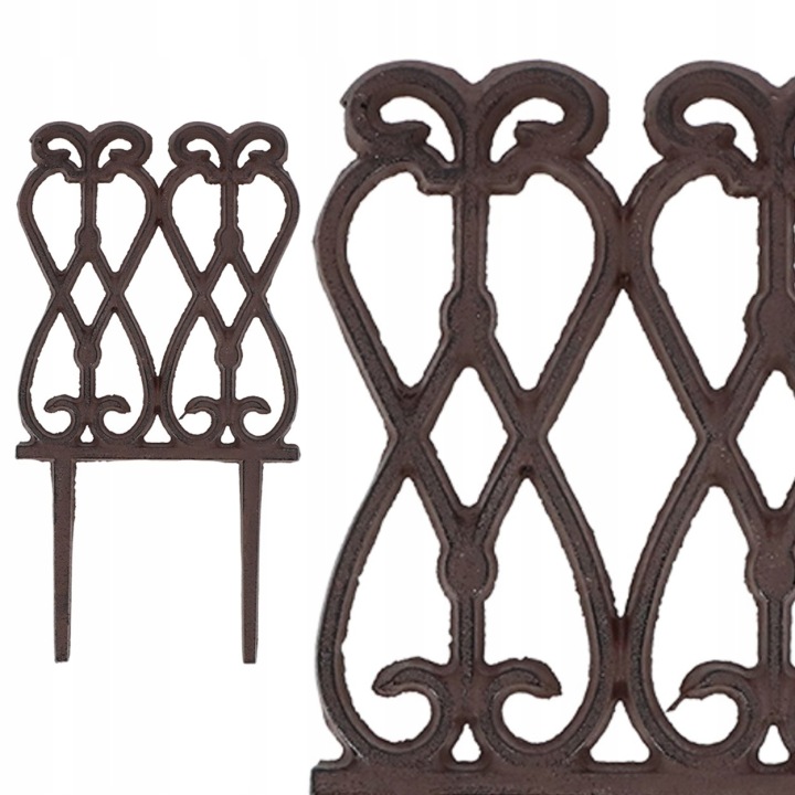 OBRZEŻE OGRODOWE płotek żeliwny wiktoriański vintage PALISADA płot 14x27cm