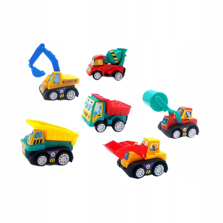 6 шт. Міні Pull Back Реалістичні іграшки іграшкові Push and Go Car Міні машинки будівельні — фото 4