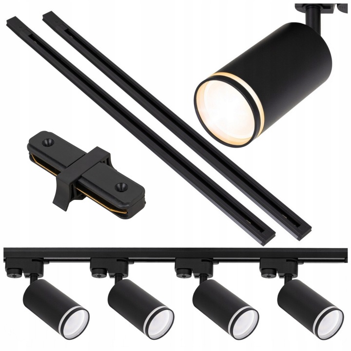 Sada kolejnicového osvětlení 4x lampa GU10 lišta 2x 1 m Led kolejnice 2 m