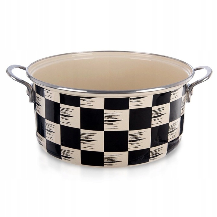 Smaltovaný Hrnec 5 l Orion Checkered Board 26 cm Indukční myčka nádobí