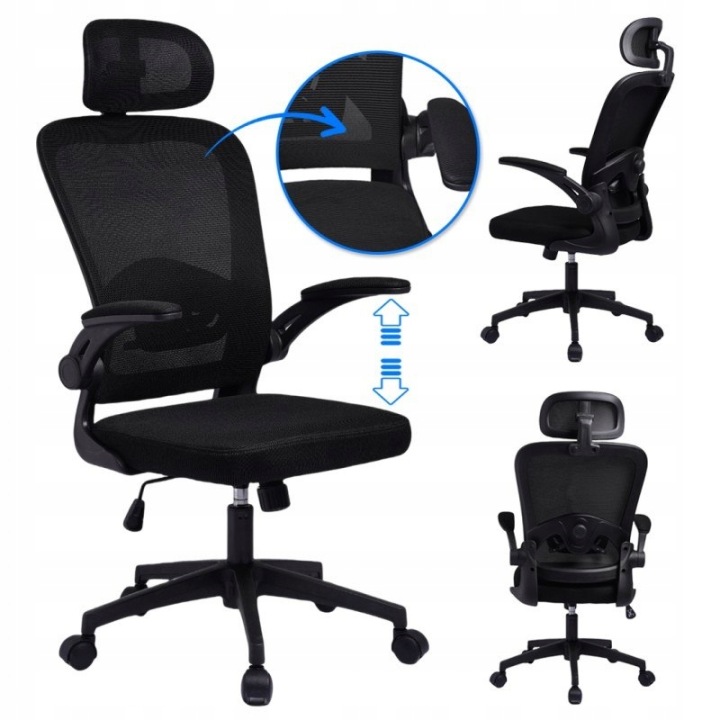 Kancelářská otočná židle „Mistral Black“, mikrosíťka k psacímu stolu Ko