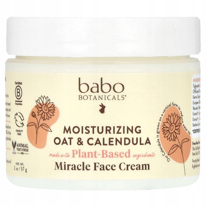 Babo Botanicals, Крем для обличчя зволожуючий Miracle, овес і календула, 57 г — фото 2