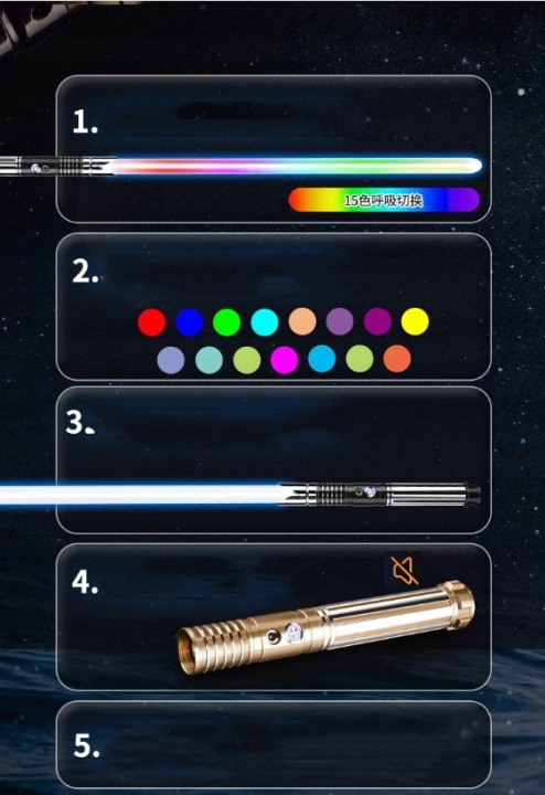Іграшковий MIECZ лазерний LED RGB заряджання USB металева рукоятка — фото 4