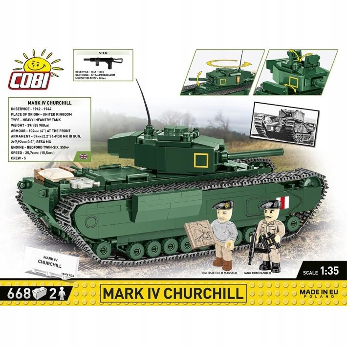 Конструктор COBI 3128 Танк Британський Mark IV Churchill важкий танк піхоти — фото 5