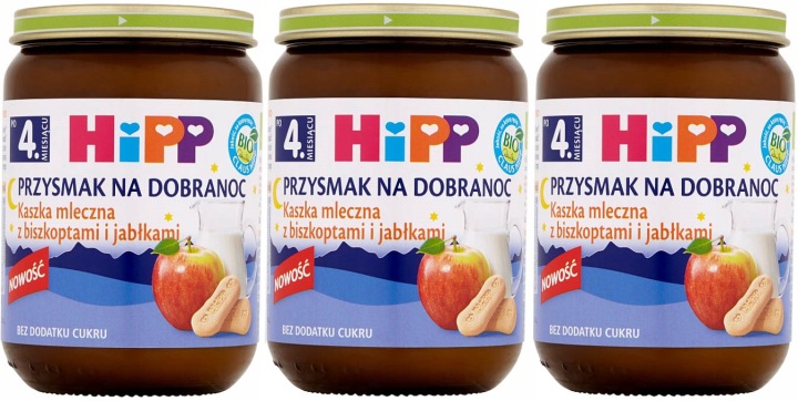 HiPP Біо Ласощі на добраніч Кашка молочна з печивом і яблуками по 4. — фото 4