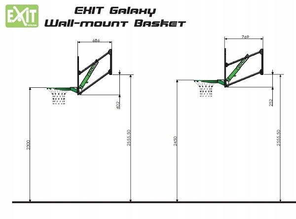 Кошик настінний EXIT Galaxy конструкція + дошка + розпашна обруч + сітка — фото 4