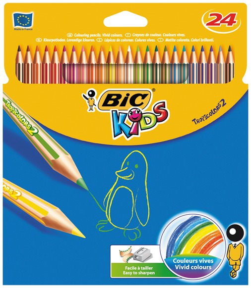 BIC KIDS TROPICOLORS кольорові олівці міцні для дітей безпечні 24 шт. — фото 14