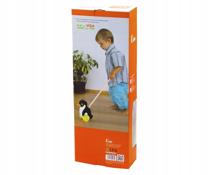 VIGA TOYS Дерев'яна Каталка Пінгвін Іграшка на Палиці для Штовхання на Рочок — фото 7