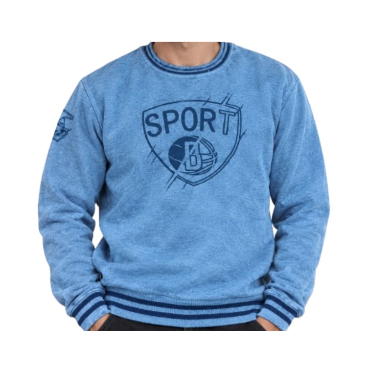 Bluza sportowa męska z długim rękawem nadruk bez kaptura ciepła — zdjęcie 6