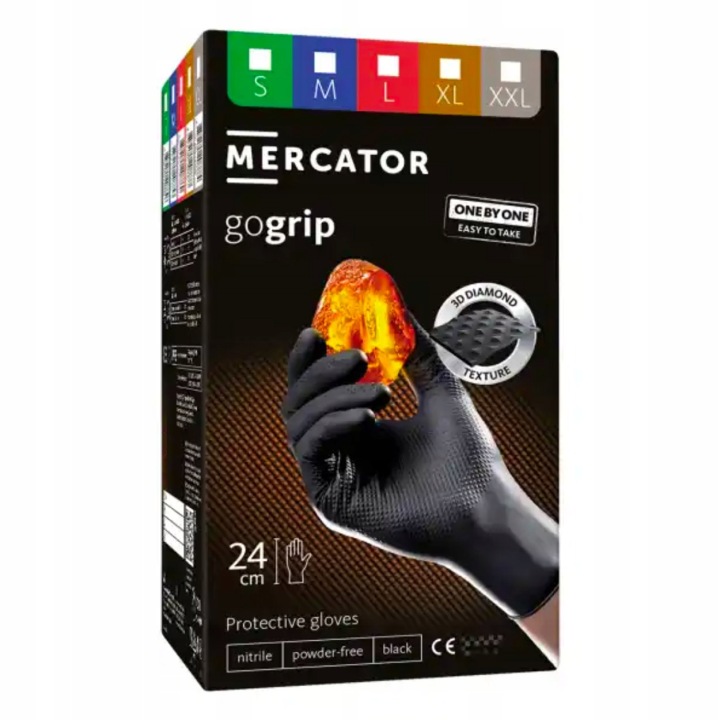 Pracovní rukavice nitrilové černé XXL 100 ks Mercator GoGrip One-by-one