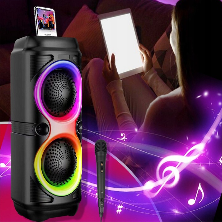 Портативна колонка BLUETOOTH 4" RGB сабвуфер бездротовий з мікрофон — фото 2