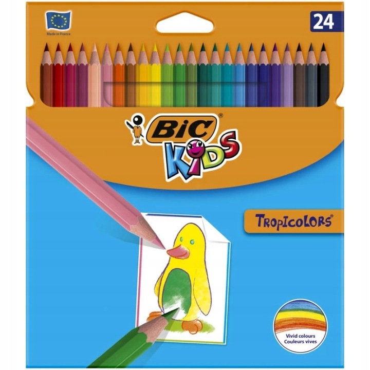BIC KIDS TROPICOLORS кольорові олівці міцні для дітей безпечні 24 шт. — фото 4