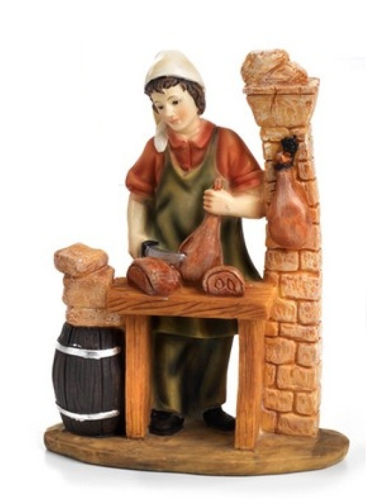 Figurka do Betléma "Řezník krájící maso" pro figurky o výšce 15 cm