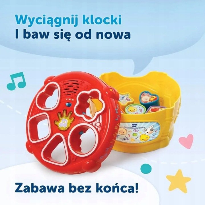 VTECH барабанчик розвивальний BAM BAM у форми грам коробка для конструктора сортер (виставковий) — фото 4