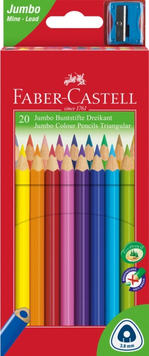 Олівці JUMBO трикутні 20 кольорів для олівців + точилка FABER-CASTELL — фото 3