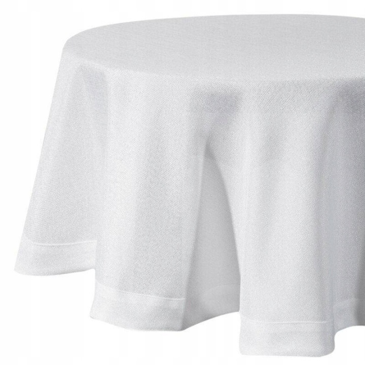Kulatý ubrus na stůl STELLA2 180 cm, bílá glamour lišta, struktura plátna