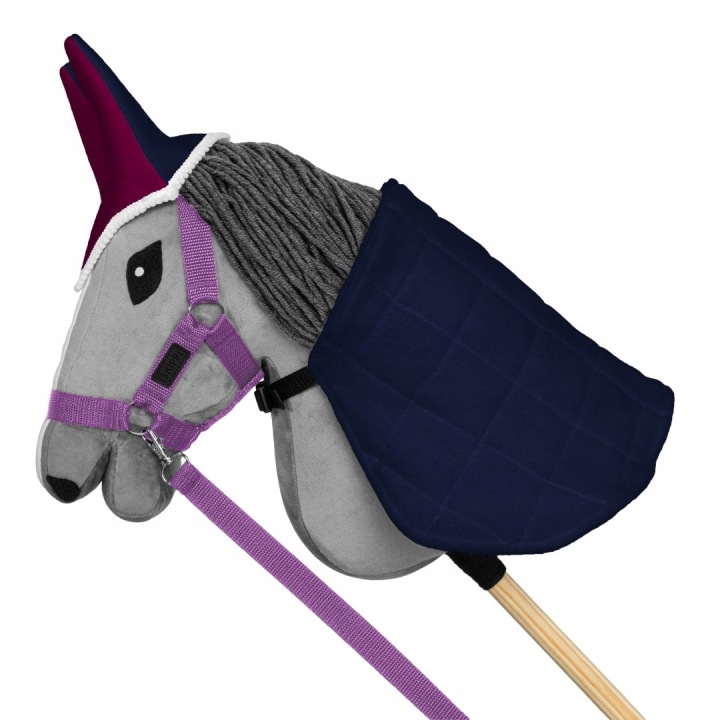 Набір Skippi - Hobby Horse Сірий - Попона фуксія і темно-синій - Недоуздок лаванда — фото 6