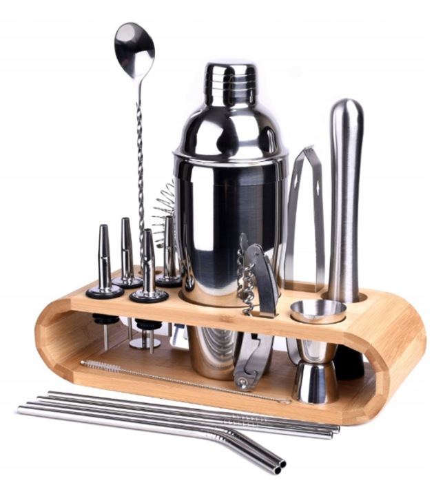 Barmanský Set Shaker, Stojan, Pevný Domácí Stojan Na Nápoje A Nápoje 17 Ks.